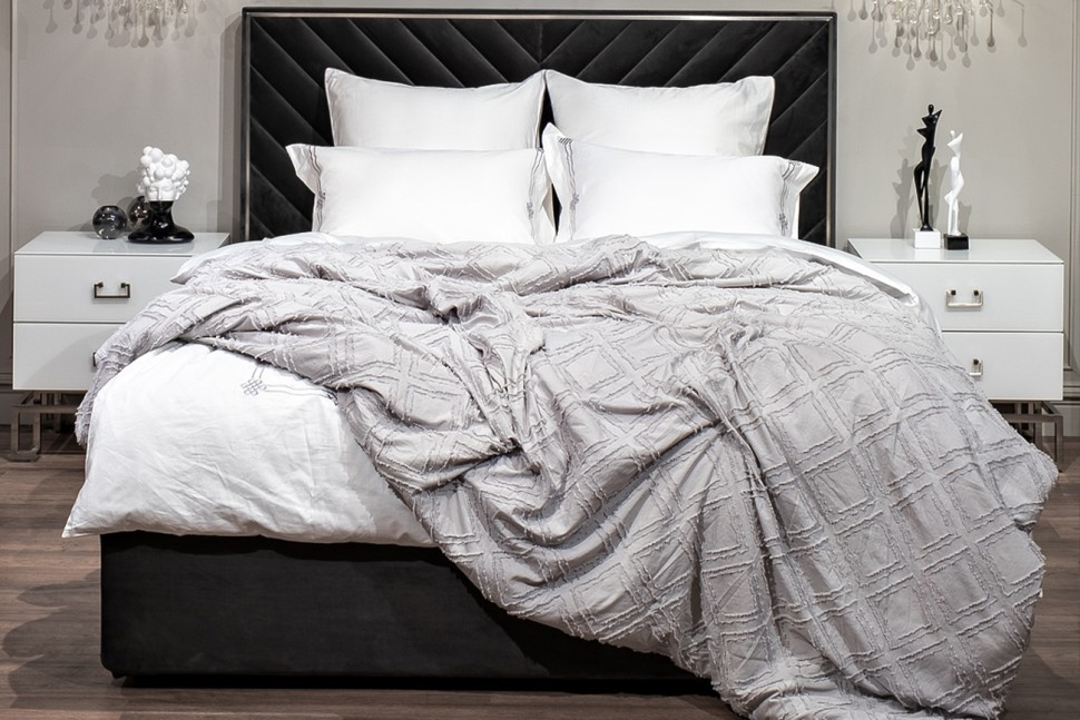 Покрывало Квадро серое 180*230 (TT-00013975)