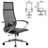 Кресло офисное МЕТТА К-7 хром, прочная сетка, сиденье и спинка регулируемые, черное, 532461 (1) (96496)