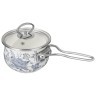 Ковш agness эмалированный со стеклянной крышкой серия "royal blue", 0,9 л, диа. 14см (943-133) 