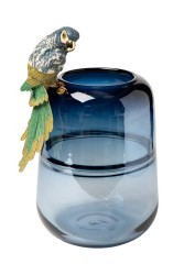 Ваза стеклянная голубая с попугаем 19*17*30см - TT-00010204