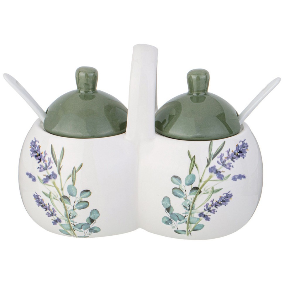 Банка 2 секции agness "лаванда" 17*10*13 см. / 2х320 мл Agness (358-2166)