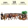 Игрушки фигурки в наборе серии "На ферме", 10 предметов (фермер, семья львов, дерево, ограждение-загон, инвентарь) (ММ205-039)