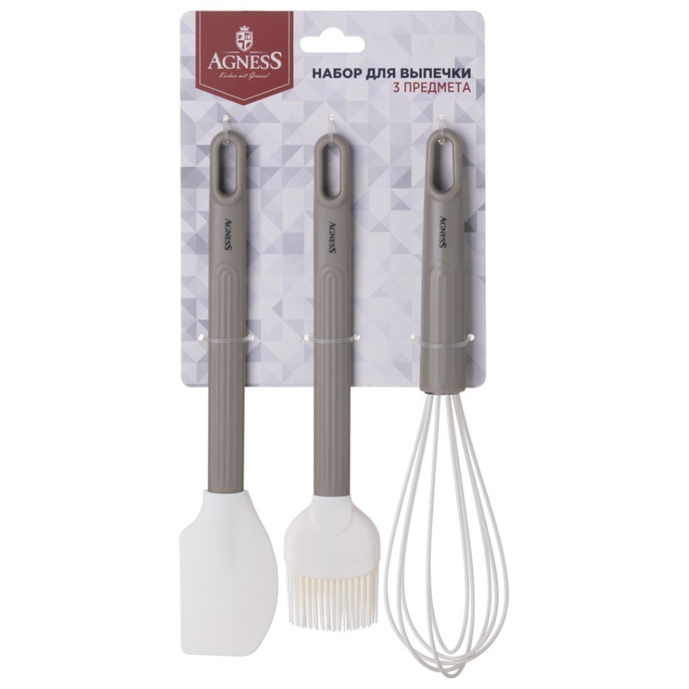 Набор: венчик, лопатка, кисточка agness, 3 предмета Agness (671-025-1)