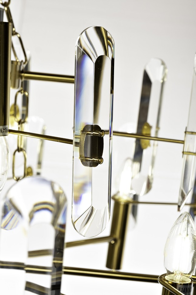 Люстра потолочная латунь, стекло прозр. d80 h.100см (TT-00008719)