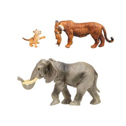 Набор фигурок животных серии "Мир диких животных": Слон и семья тигров, 3 предмета (MM211-250)