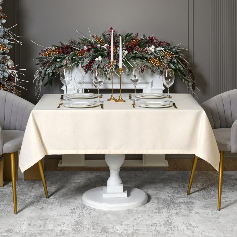 Скатерть  160х220 cm прямоугольная, "феерия. золото", цвет: бежевый, tm lefard, полиэстер 100% (кор= Lefard (986-003-21)