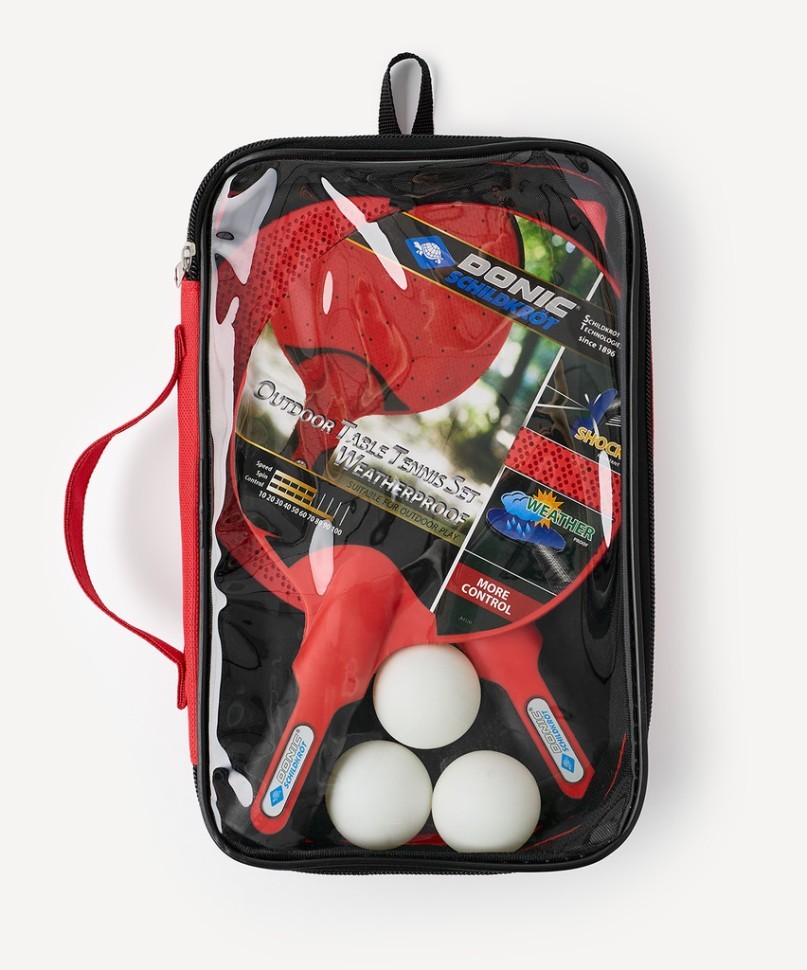 Набор для настольного тенниса Donic Outdoor Weatherproof, 2 ракетки, 3 мяча, чехол (2119788)