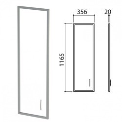 Дверь СТЕКЛО в алюминиевой рамке Приоритет левая 356х20х1165 мм БЕЗ ФУРН. К-939 640424 (1) (91941)