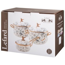 Набор посуды lefard серия royal garden 6пр: кастрюли 2,1л+2,8л (16+18см) и ковш 0,9л (14 см) Lefard (950-781)