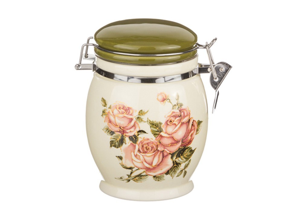 Емкость для сыпучих продуктов "корейская роза" 11,5*11,5 см. высота=15 см / 700 мл Agness (358-527)