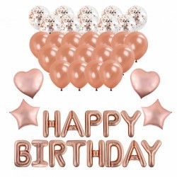 Шары воздушные Happy Birthday 43 шт розовое золото BRAUBERG KIDS 591899 (1) (94715)