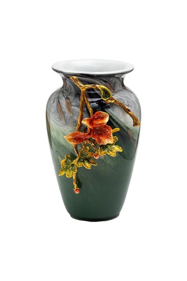 Ваза стеклянная зеленая с цветком 22*20*31см (TT-00013202)