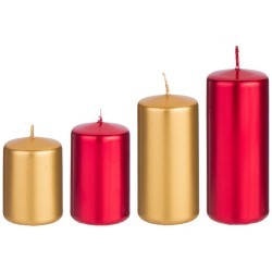 Набор свечей adpal из 4 шт   7/8/10/12*5 см красный и золотой металлик Adpal (348-863)