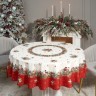 Скатерть круглая "морозко.снегири" 190см ,красный, 100% хлопок, твил, с пропиткой Lefard (850-745-22)