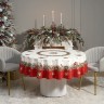 Скатерть круглая "морозко.снегири" 190см ,красный, 100% хлопок, твил, с пропиткой Lefard (850-745-22)