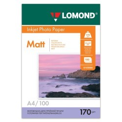Фотобумага для струйной печати Lomond А4, 170 г/м2, 100 листов, двухсторонняя матовая 0102006 (65445)