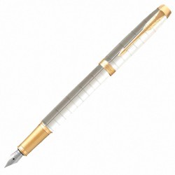 Ручка перьевая Parker "IM Premium Pearl GT" жемчужный лак позолоченные детали синяя 143856 (1) (89443)