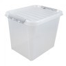 Ящик-контейнер 50 л с крышкой на защелках "ПРОФИ" 40х50х39 см прозрачный 608204 (1) (90257)