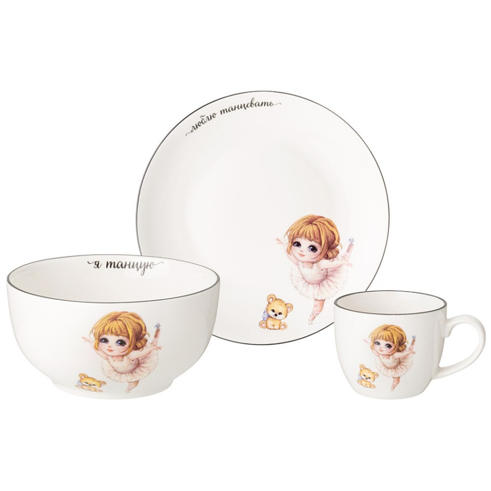Набор посуды lefard я танцую, 3 пр.: салатник 470мл, тарелка 20см, кружка 220мл Lefard (260-940)