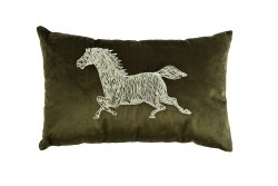 Подушка с вышивкой "Лошадь" зеленая 30*50см (TT-00011412)