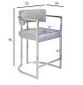 Стул полубарный велюр серый/хром 52*55*91см (TT-00011550)
