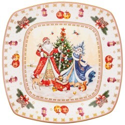 Блюдо lefard "дед мороз и снегурочка" квадратное 25x4,2cm Lefard (85-1732)