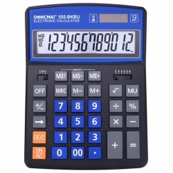 Калькулятор настольный ОФИСМАГ 555-BKBU (206x155 мм) 12 разрядов ЧЕРНО-СИНИЙ 271927 (1) (96823)