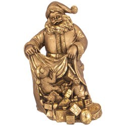 Фигурка декоративная "дед мороз высыпает игрушки из мешка" н-31см цвет: бронза с позолотой Lefard (169-869)
