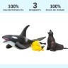 Фигурки игрушки серии "Мир морских животных": Касатка, рыбка-лиса, морской лев (набор из 3 фигурок животных) (ММ203-007)