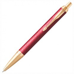 Ручка шариковая Parker "IM Premium Red GT" красный лак позолоченные детали синяя 143857 (1) (89444)