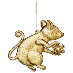 Елочное украшение "мышка" 11*9 см солнечное золото с глиттером без упаковки Lefard (865-418)