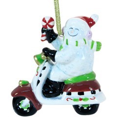 Подвеска, 8,9 см, снеговик на мотоцикле Cosmos Gifts HE603-255