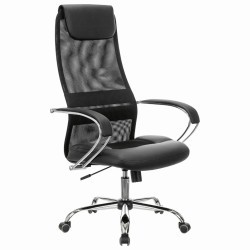 Кресло офисное Brabix Premium Stalker EX-608 CH сетка/ткань/кожзам, черное 532091 (71870)