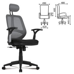 Кресло офисное Brabix Saturn ER-400 сетка/ткань, черно-серое 530871 (71779)
