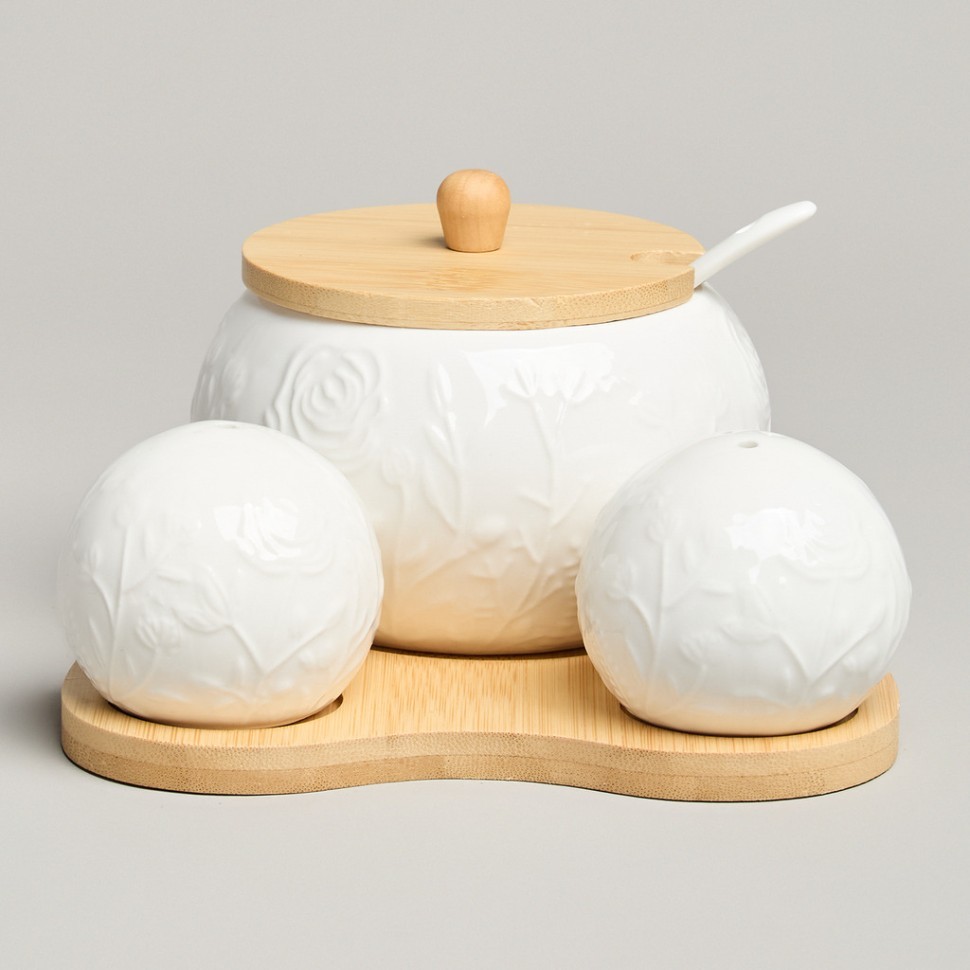 Набор для специй lefard "meadow" 3 пр. на дер.подставке 15,5*15,5*10 см Lefard (587-214)