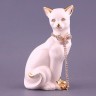 Фигурка "кошка белая с цепочкой" 13*11 см. высота=25,5 см. (кор=9шт.) Lefard (456-902)