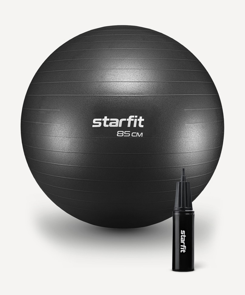 БЕЗ УПАКОВКИ Фитбол Starfit GB-111 антивзрыв, 1500 гр, с ручным насосом, черный, 85 см (2131905)