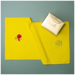 Полотенце "подарок для тебя",50х90. махра,жёлтый,вышивка,100% х\б 400гр\м, SANTALINO (850-331-83)