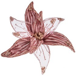 Цветок пуансеттия декоративный  "ажур" с клипсой диаметр=30 см цвет:pink Lefard (136-101)