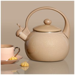 Чайник эмалированный со свистоком с эффектом металлик серия "deluxe" цв:кофейный 2,2 л. 14х22 см Agness (901-087)