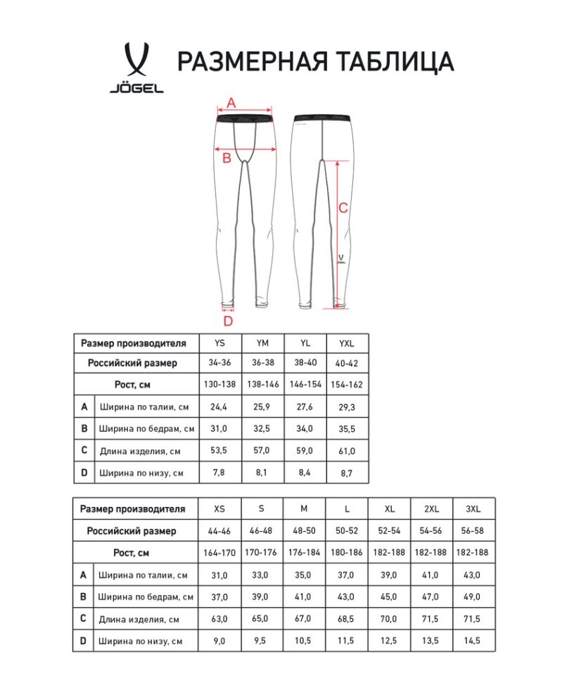 Тайтсы компрессионные JOGEL CAMP PerFormDRY Baselayer Tights, красный (2125957)