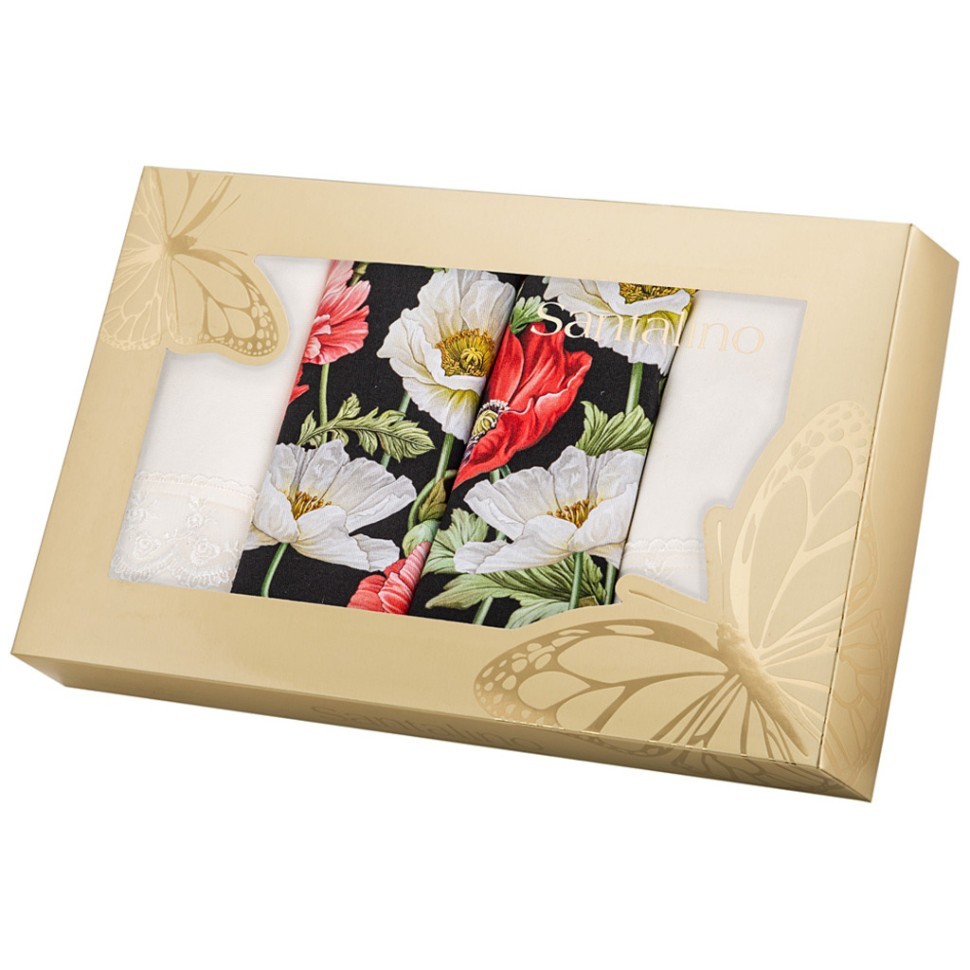 Набор салфеток из 4-х шт  "маки",40х40см,черный+белый, 100% хлопок,твил SANTALINO (850-726-82)