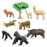 Набор фигурок животных серии "Мир диких животных": крокодил, 2 носорога, 2 ламы, 2 гориллы, лиса (набор из 9 предметов) (MM211-260)