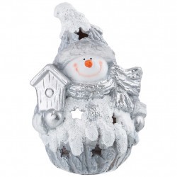 Фигурка декоративная "снеговик с скворечником" с подсветкой 16*20 см Lefard (169-201)