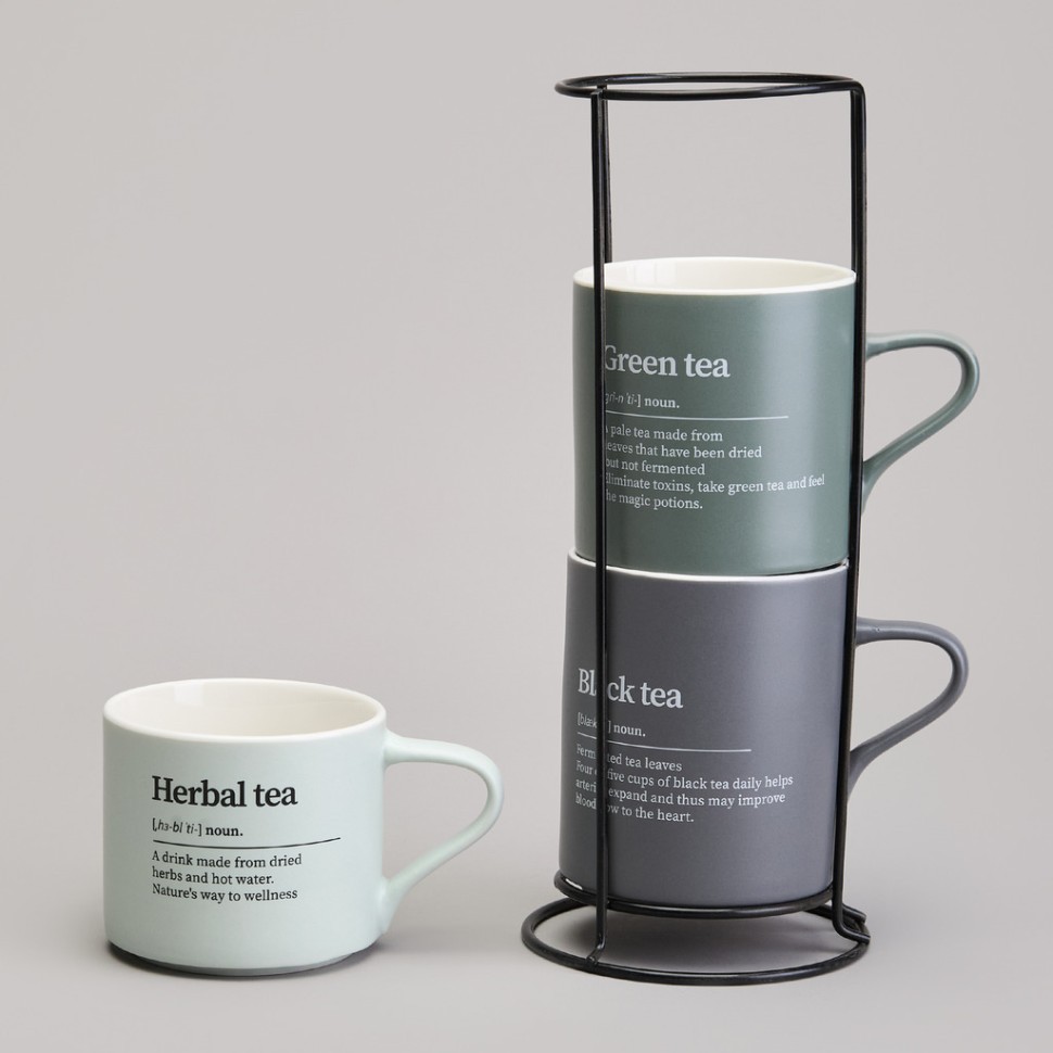 Набор кружек lefard 3шт на метал.подставке 250/320/400мл Lefard (756-472)