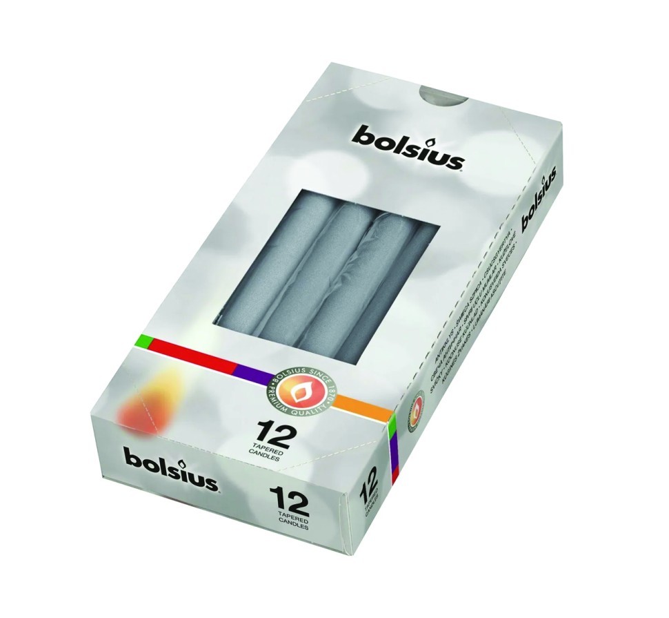 Свеча декор. конусная 254*24 мм, серебро (TT-00009423)