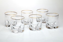 Набор стаканов для виски из 6 шт."трио" золото 410 мл. высота 9,5 см. Bohemia Crystal (674-133)