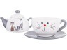 Чайный набор на 1 персону 3 пр. "озорные коты" чайник 470мл чашка 450мл Lefard (188-155)