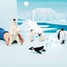 Фигурки игрушки серии "Мир морских животных": Дельфин, кожистая черепаха, рыбка-хирург, дайвер (набор из 3 фигурок животных и 1 человека) (ММ203-010)