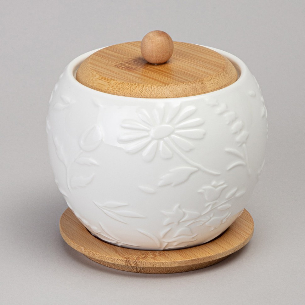 Банка lefard "flowers story" с дерев. крышкой на дер. подставке 12*11 см 550 мл Lefard (474-246)